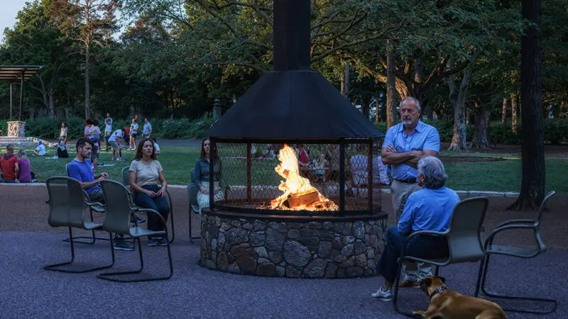 render of fire pit at night