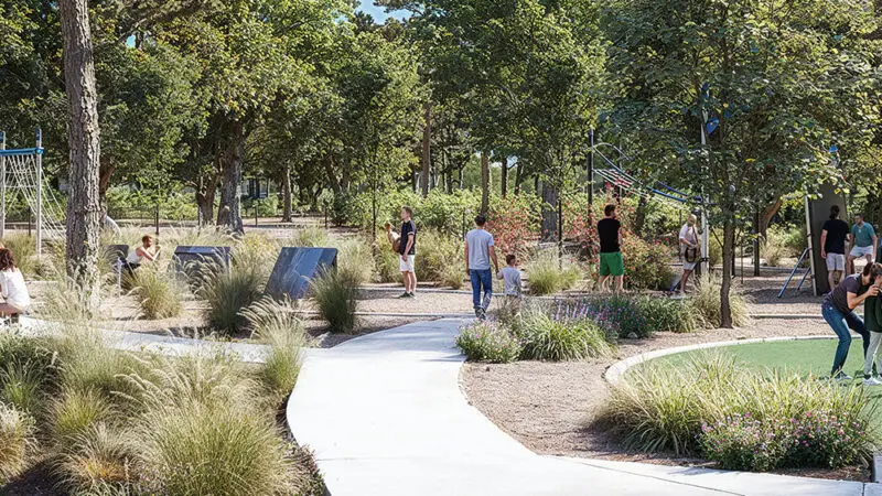 rendering of outdoor space and trails