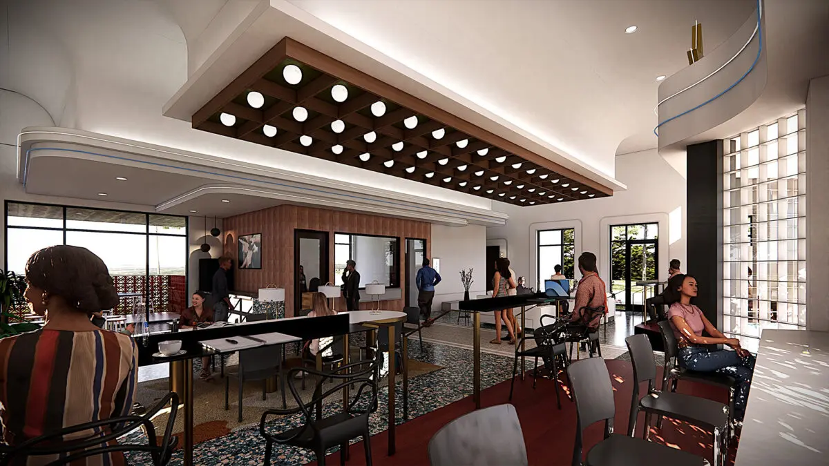 render of interior of welcome center