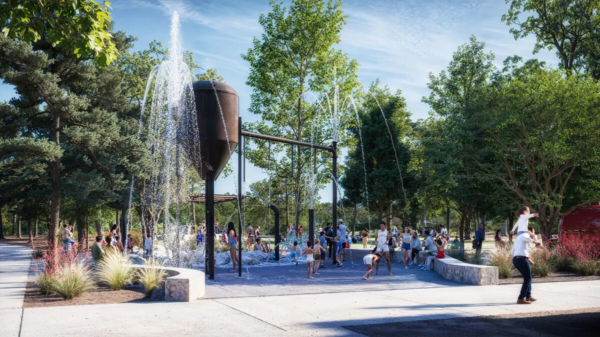 render of splash pad park