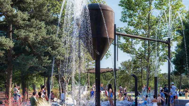 render of splash pad park