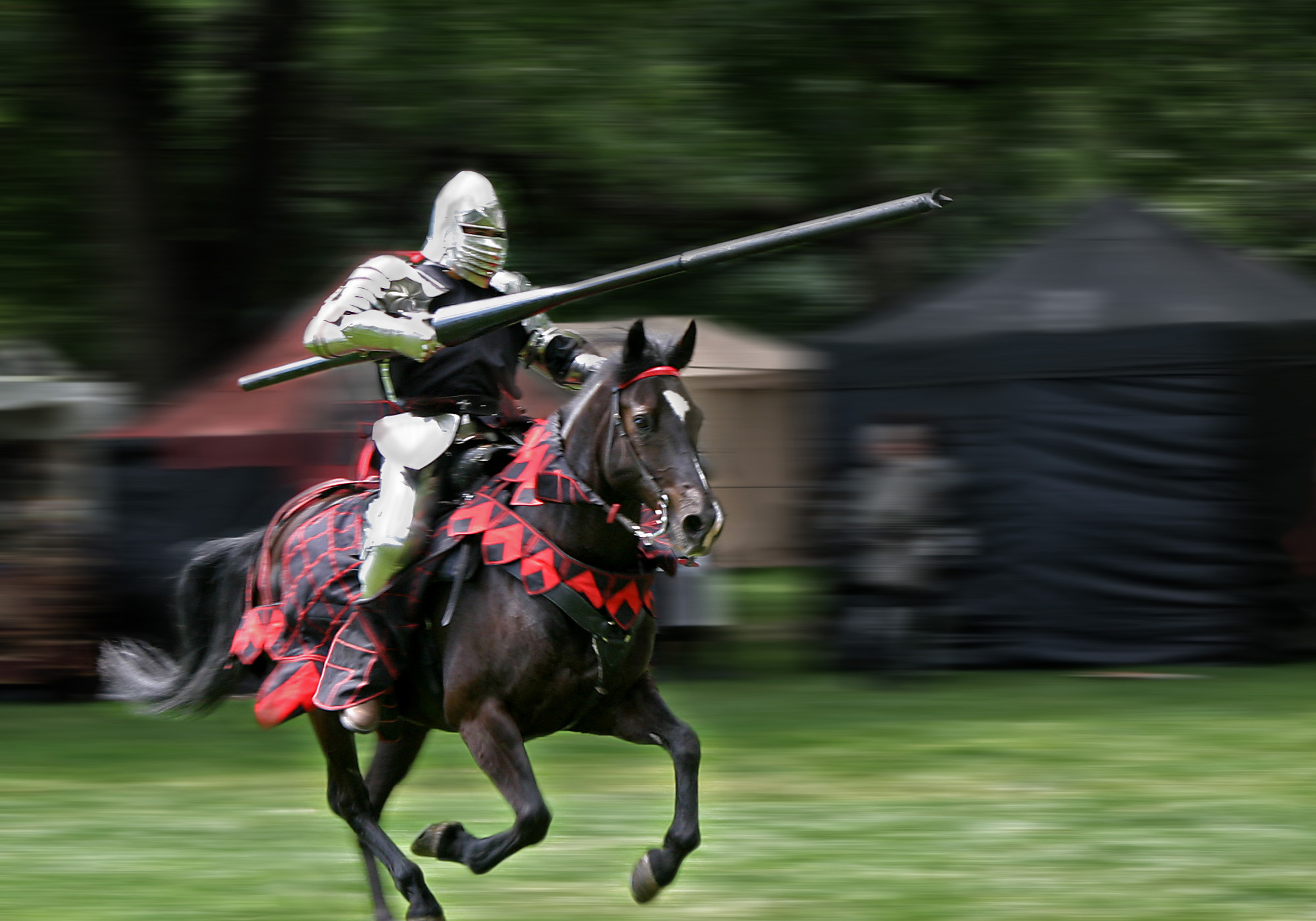 knight on horse jousting