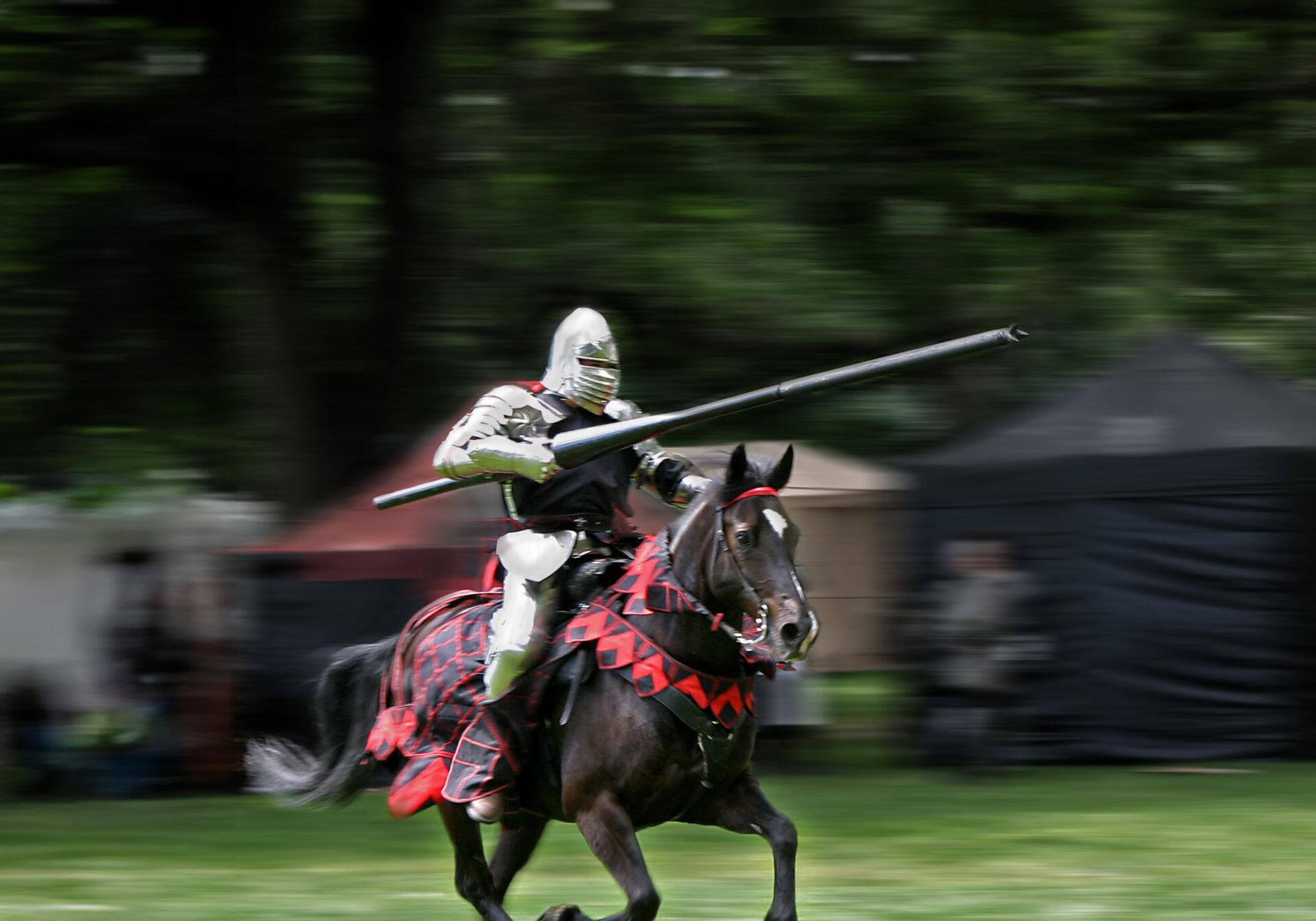 knight on horse jousting