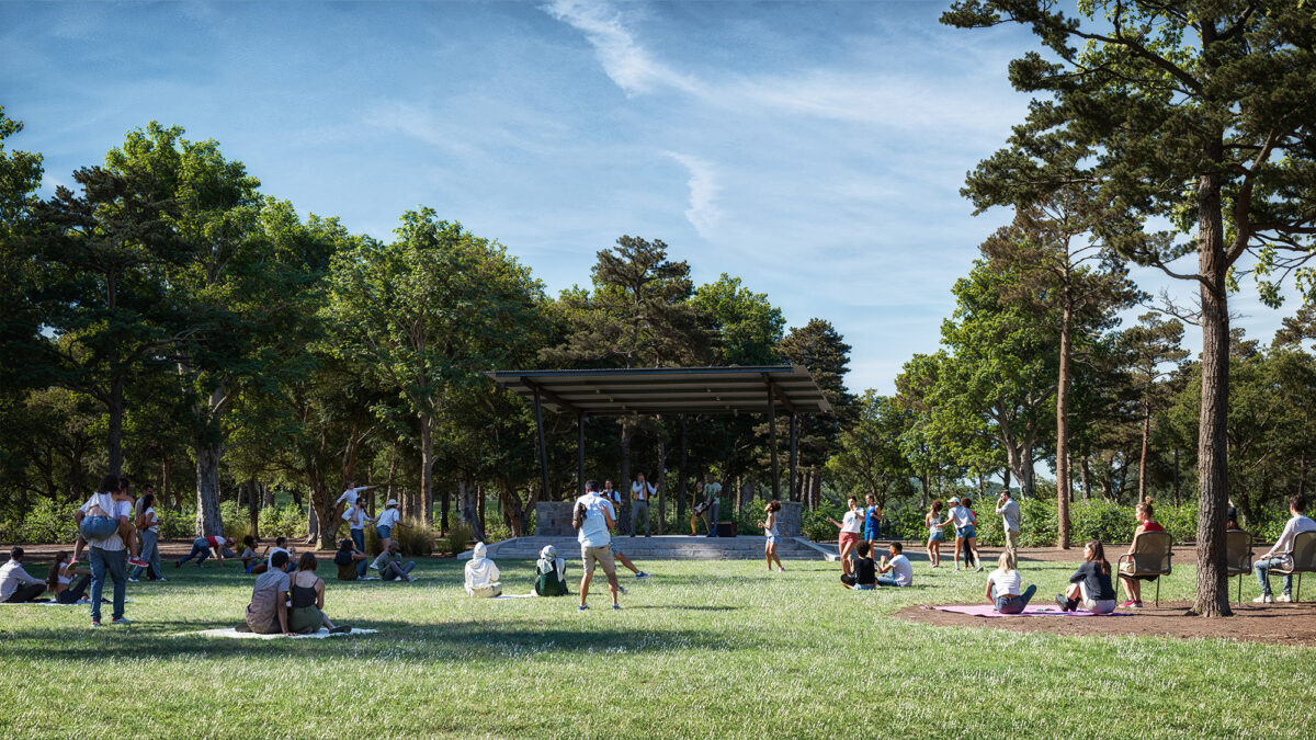 render of lawn and amphitheater